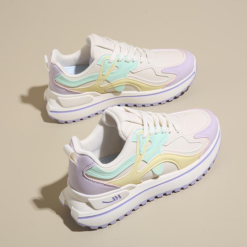 Кроссовки Женские Платформа Плоская Обувь Женская Повседневная Обувь Женские Массивные Девочки Школа Повседневная Беговая Легкая Обувь Тенис Розовый Нескользящая