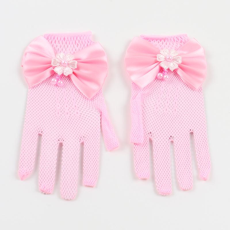 Свадебные перчатки для девочки-цветочницы - Эластичная сетка с бантом для принцессы для малышей и выступлений в детском саду