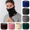Women Men Winter Neck Gaiter Solid Color Circle Loop Scarf Solid Color Thick Fleece Lining Knitting Scarf