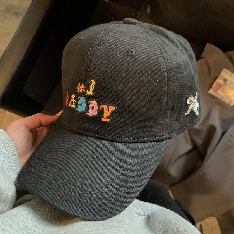 Hat Female Face Cute Embroidery Cap Big Head Circumference Deep Top Wide Brim Baseball Cap Spring Summer