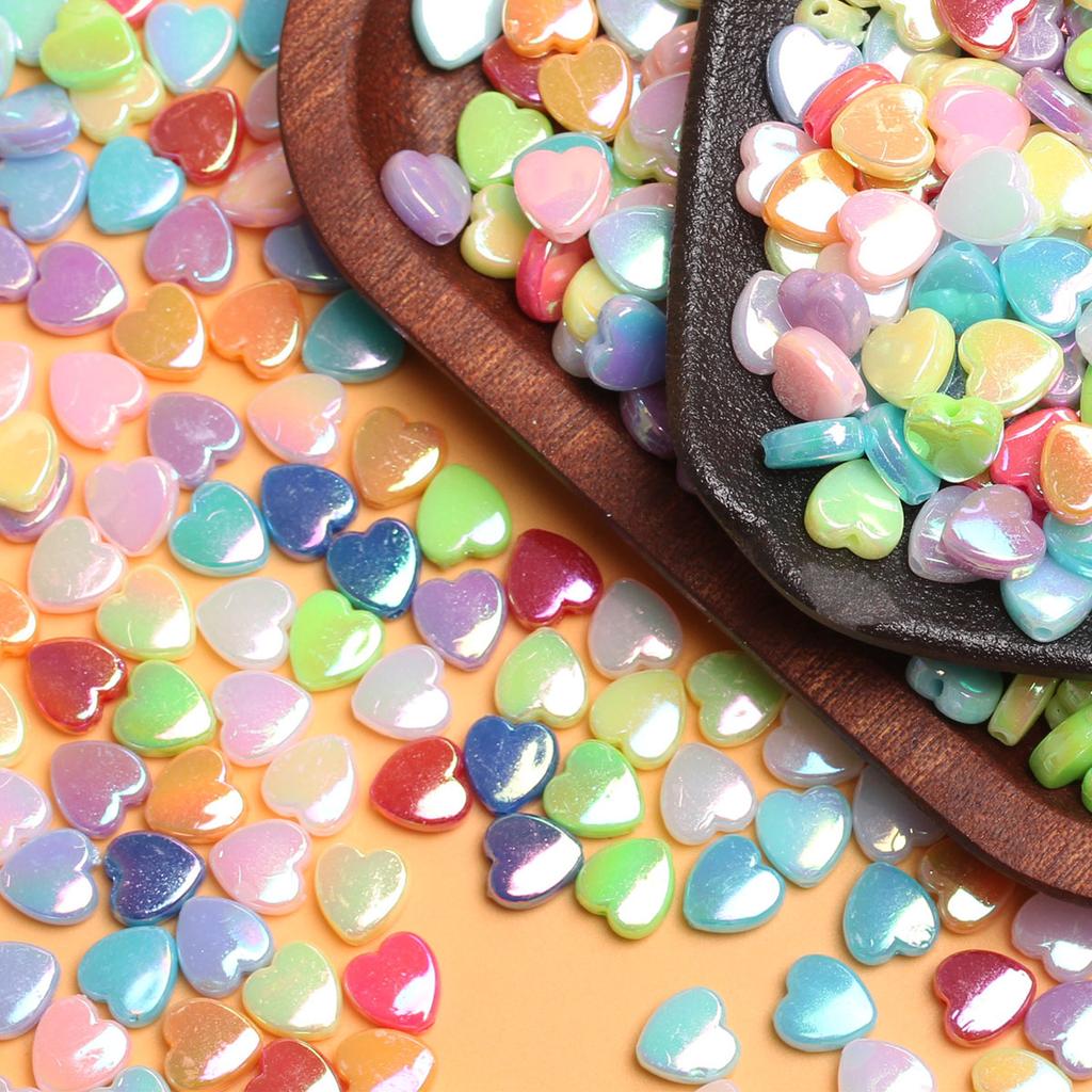 About 2750Pcs DIY For AB Color Jewelry Making Heart Acrylic Beads