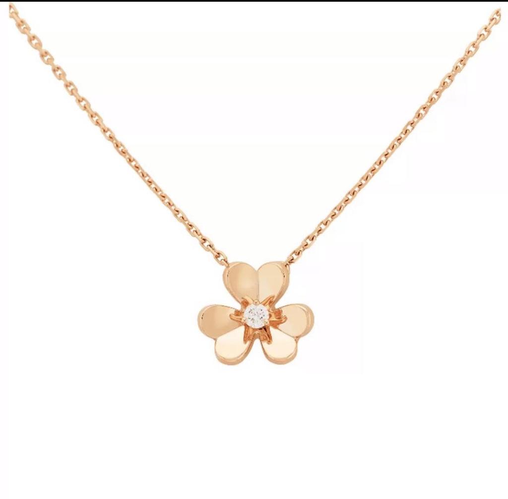 18k Rose Gold Diamond Clover Necklace & Three-Leaf Clover Earrings Set