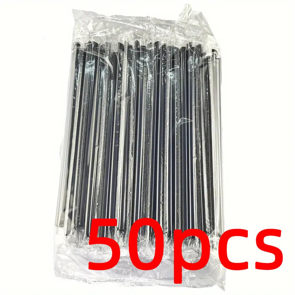 50/100/200PCS Black Disposable Plastic Straight Mouth Straw Solid Color Fine Straw Used For Cocktails Juices Beverages Coffee