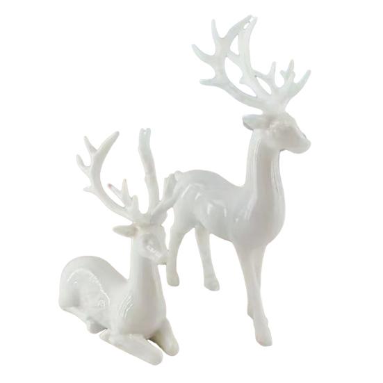 2/4Pcs Christmas Reindeer Statue Standing Sitting Elk Silhouette Figurine Deer Sculpture Home Office Desktop