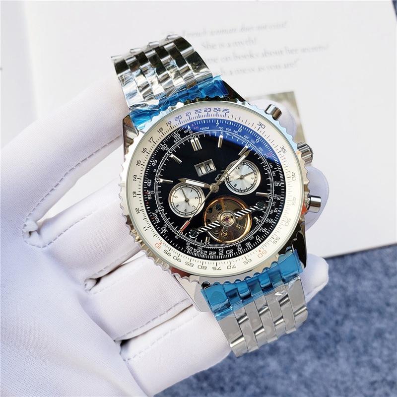 Мужские кварцевые часы белые синие с хронографом и датой