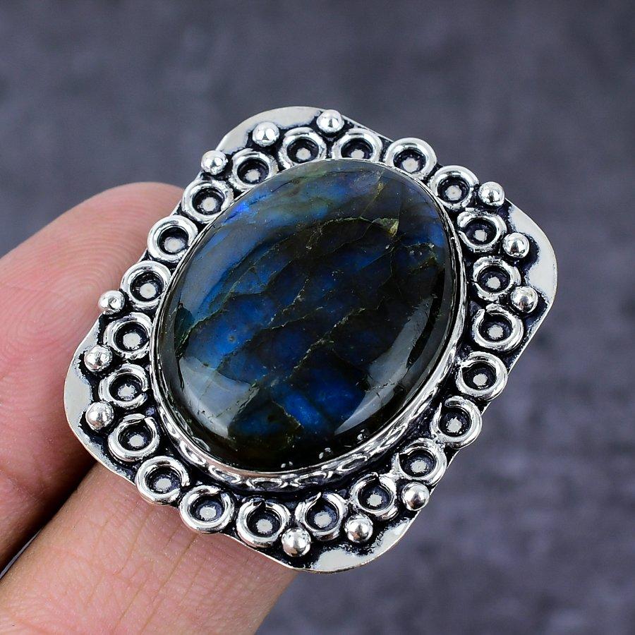 Labradorite Gemstone Handmade 925 Sterling Silver Gift Jewelry Ring Size 7 Y7y06