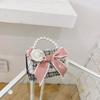 Stylish Mini Girls Handbag With Pearl Bow Design For Fashionable Princesses In Black And White Colors