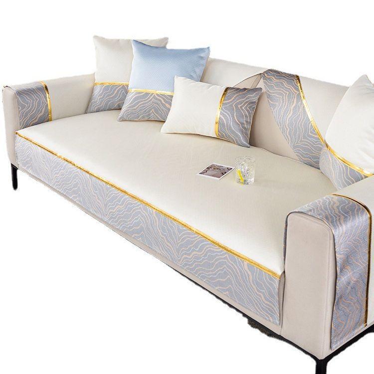 Летняя подушка для дивана из ледяного шелка, нескользящий коврик, подушка для сиденья, новый легкий роскошный простой кожаный чехол для дивана, тканевое полотенце