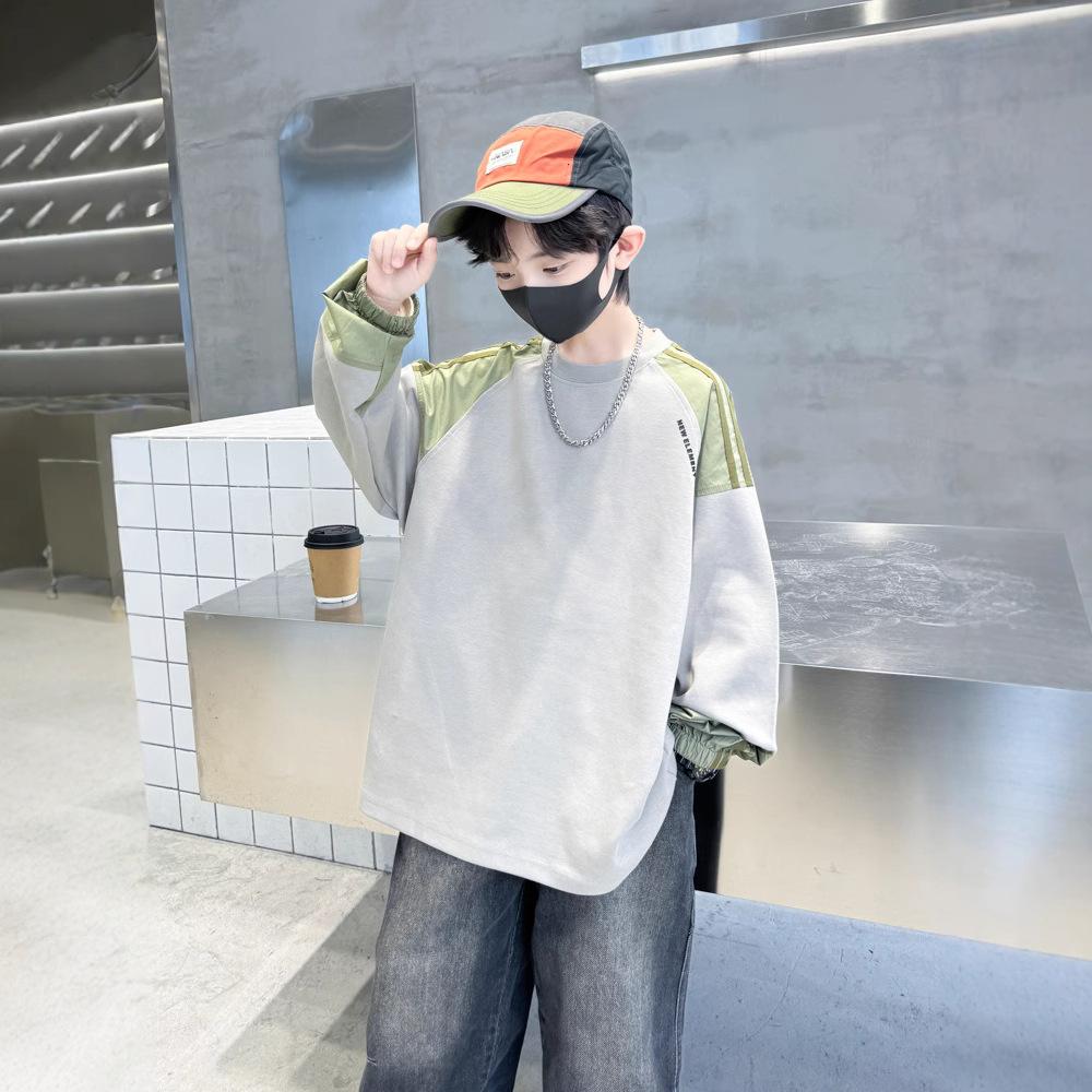 Повседневная футболка с длинными рукавами для мальчиков 2025 года, детская красивая толстовка с капюшоном