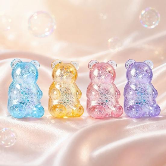 Mini Clear Bear Squeeze Toy Stress Relief Sitting Bear Sensory Toy Soft Stretchy