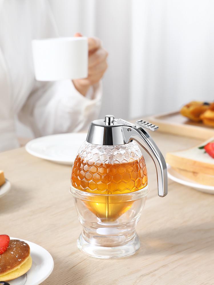 Инновационный герметичный стеклянный диспенсер для меда и сиропа с воронкой и подставкой