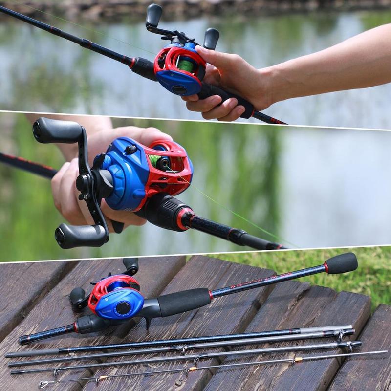 SOUGAYILANG Комбинированный набор катушек для удочек, 1,8–2,4 м, 5-секционная кастинговая удочка, кастинговая катушка 13 + 1BB