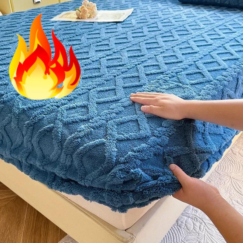 1 шт. Фланелевая флисовая простыня для зимы, теплая, для дивана-кровати, двуспальная, из кораллового флиса, пушистая, на резинке, для двуспальных кроватей, простыни