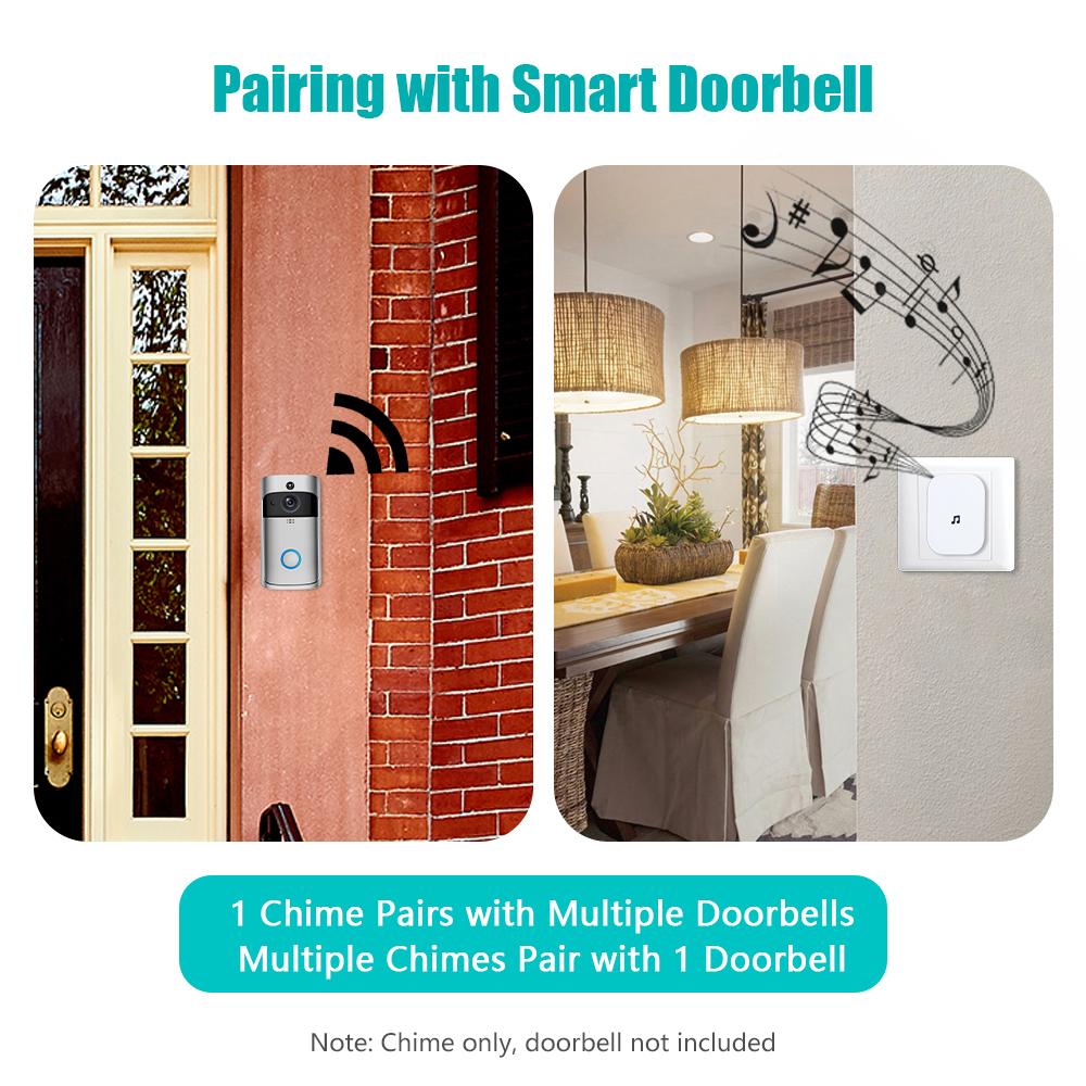 Plug-in Chime for Wireless Video Doorbell Entry Chime with Adjustable Volume Music Selection