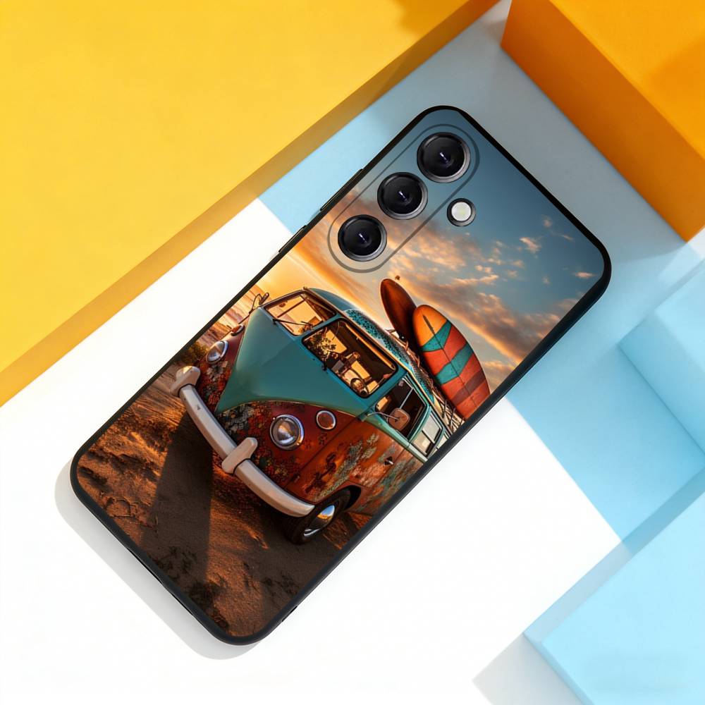 Combi Van Surfs Cool Phone Case For Samsung Galaxy A 73,72,51,53,52,71,22,5G,Note,J7,8,9 Soft Precise Hole Black Cover