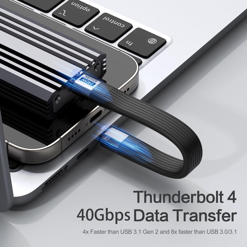 240 Вт USB4 40 Гбит/с Портативный USB C на Type C Короткий Кабель с Брелоком для SSD MacBook Ноутбука Телефона Быстрая Зарядка Кабель Данных 8K60Hz