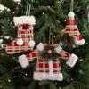 Holiday Party Decorations Christmas Ornament Set Buffalo Plaid Christmas Tree Ornaments Stocking Sweater Hat