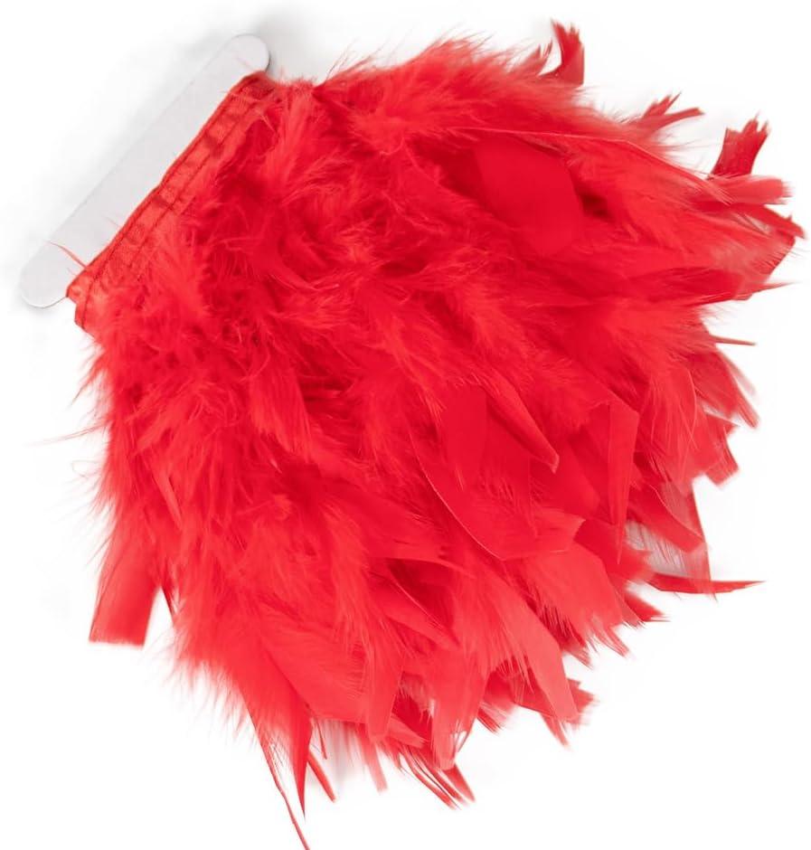 FeatherRed Turkey Feathers Trim 10-15cm 4-6 Inch Natural Feather Ribbon for Sewing Clothing Fringe Plumes Wedding Decoration