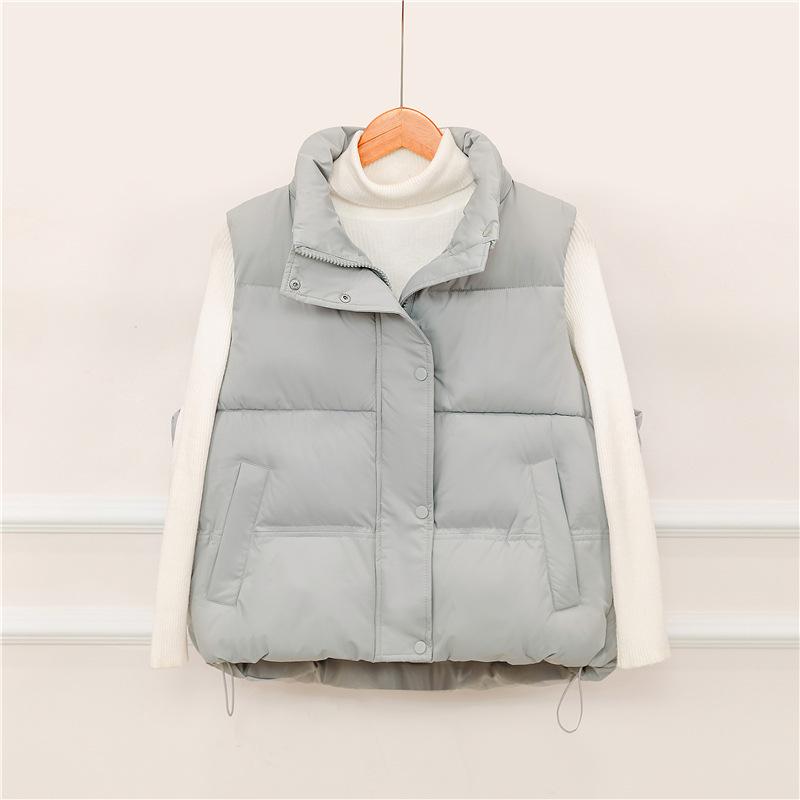 Vest Fashionable Warm Solid Color Cotton Short Stand-up Collar Vest Vest Vest Vest Sleeveless New Versatile Coat