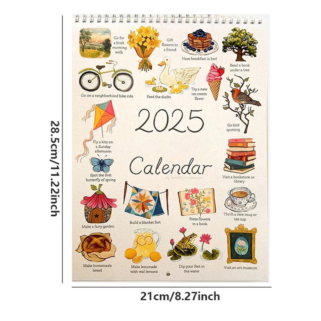 Календарь-планировщик дел на 2025 год, настенный календарь на 2025 год, подвесной настенный календарь с двойной спиралью, ежемесячный календарь без подкладки, ежедневный блок