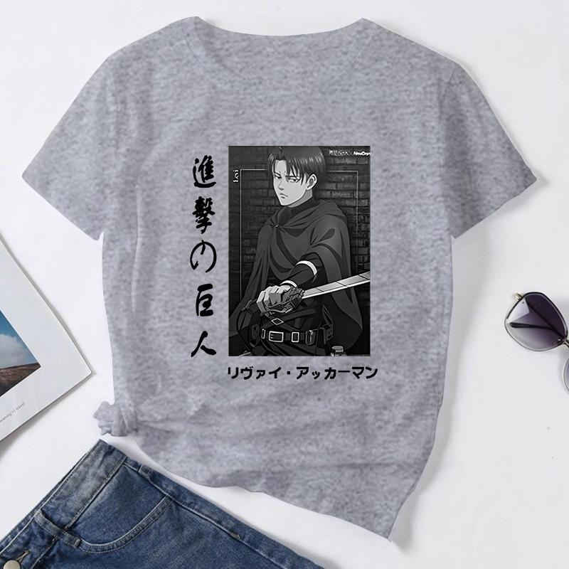 Летняя горячая аниме-одежда Levi Ackerman Женская свободная женская футболка в стиле панк, темный гранж, уличная одежда, женские топы, готические футболки