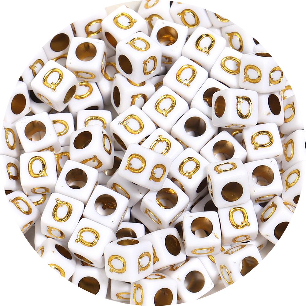 100pcs/lot 4.5 6mm Gold Letter Acrylic Square Beads Large Hole Loose Alphabet Beads For DIY Craft Bracelet Earrings Accessories