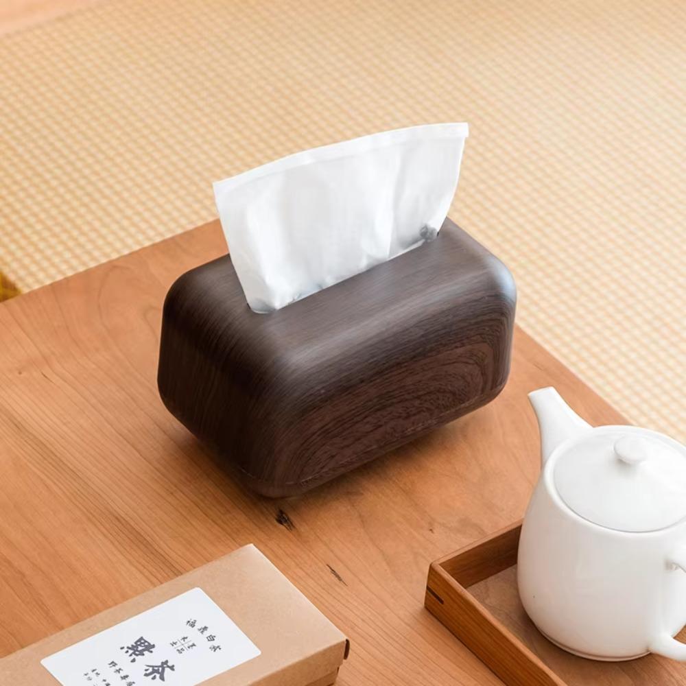 Ins Style Imitation Wood Grain Tissue Box Napkin Paper Case Living Room Decoration