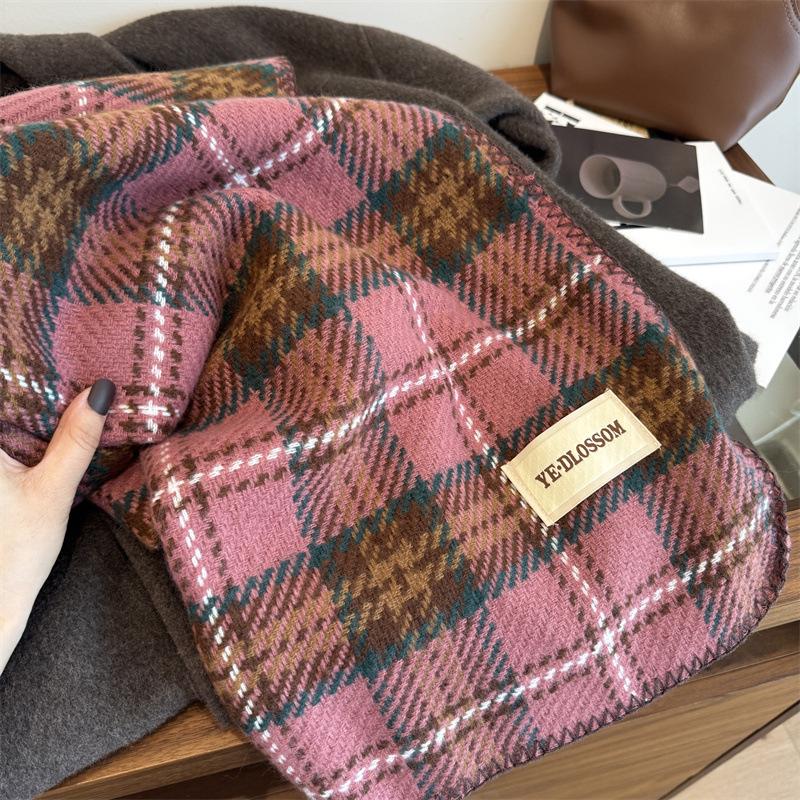 2024 Autumn/Winter Oversized Plaid Red Scarf, Unisex Christmas Shawl Neck Warmer