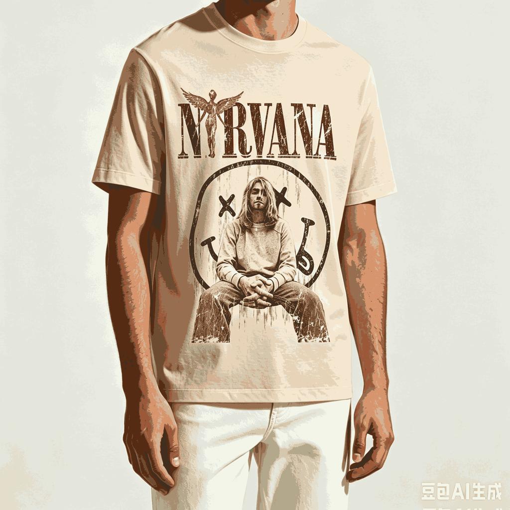 Nirvana Футболка в подарок фанату Унисекс Унисекс Харадзюку Оверсайз Унисекс С коротким рукавом Уличная одежда Высокое качество Для пар Удобная Мягкая