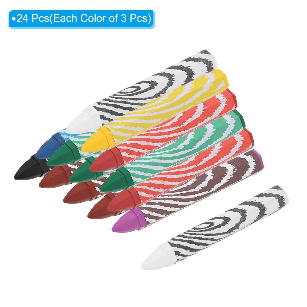 PATIKIL Маркер для дерева 24 шт. Шестигранный восковой маркер для шин Рисовальные мелки для разноцветных мелков, 4,1"x0,6" Дерево, Стекло, Керамика, Картон, Ткань, Камень,