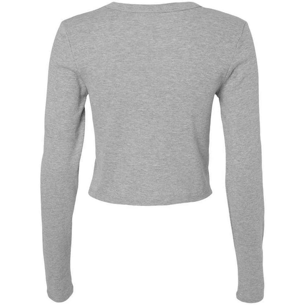 Bella + Canvas Womens/Ladies Micro-Rib Cropped Long-Sleeved T-Shirt