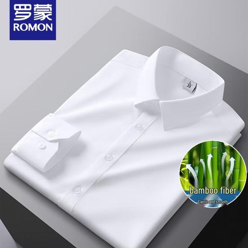 ROMON Мужская рубашка с длинным рукавом из бамбукового волокна в стиле business casual