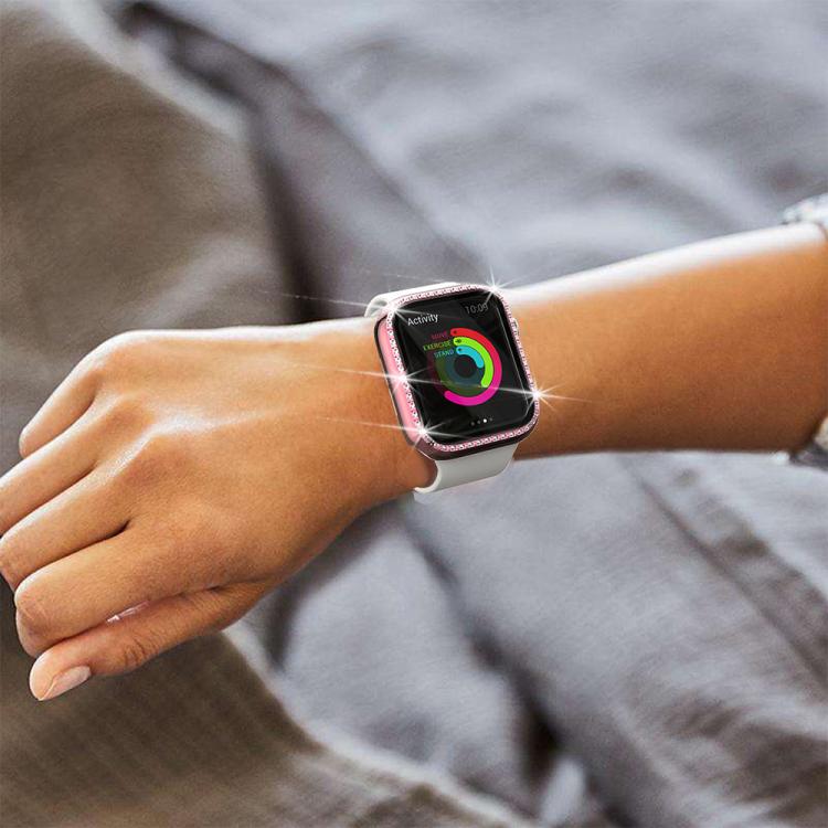 Single Row Diamond Integrated PC Watch Case for Apple Watch Series 3/2/1 42mm, Tempered Glass Full Surrounded Anti-Fall Cover, Case Only