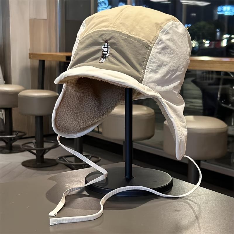 Мужская ретро-шапка-ушанка на флисовой подкладке - Легкая зимняя шапка с регулируемой кулиской, оливково-зеленый и коричневый колор-блок, плюшевая флисовая подкладка для катания на лыжах