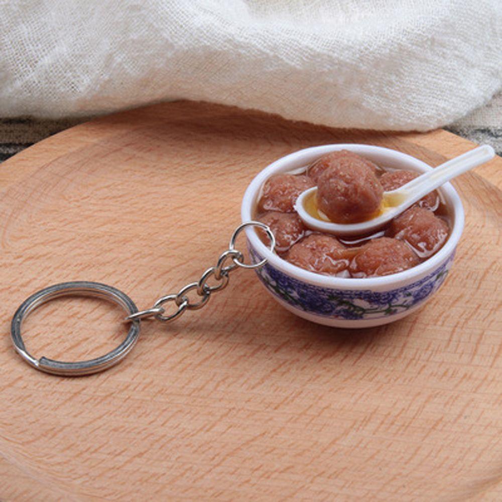 Porcelain Delicious Food Bag Pendant Noodle Keychain Simulation Food Bowl Keyrings Food Key Chains