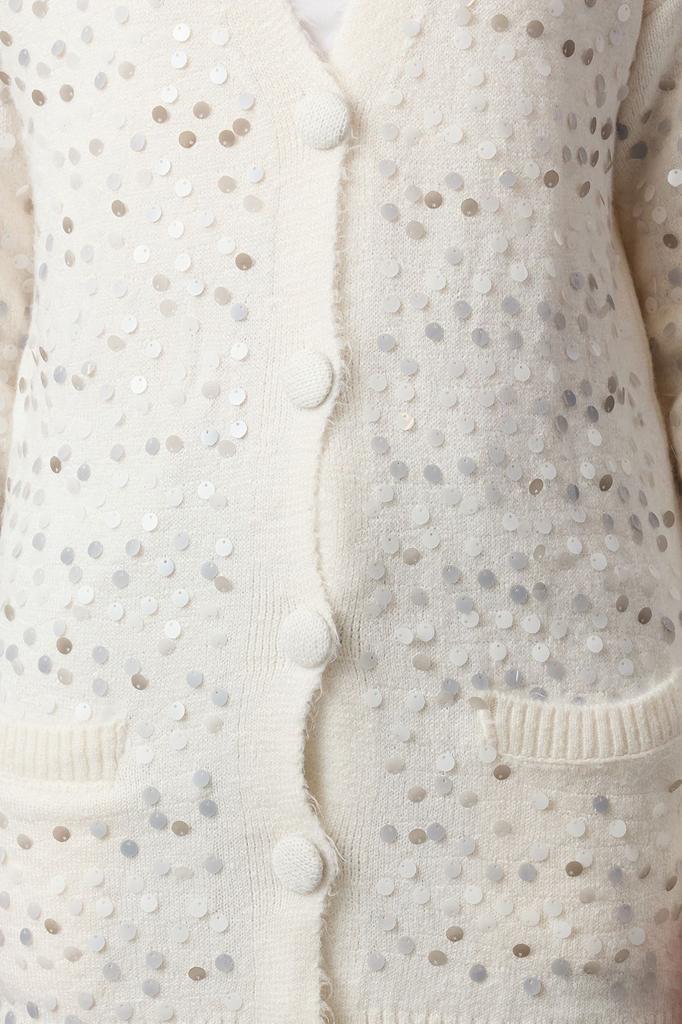 Women's Elegance Style Cardigan Stone Wool Sequin Embroidered Knitwear Cardigan