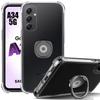 Case - BOOLING - for Samsung Galaxy A34 5G - Transparent Silicone - Shockproof - Black Ring Stand