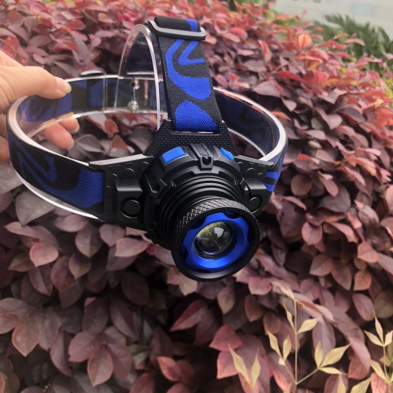 Светодиодная перезаряжаемая водонепроницаемая светодиодная фара. Поворотный зум, 3 режима налобного фонаря. Встроенная литиевая батарея для рыбалки, езды на велосипеде, кемпинга.