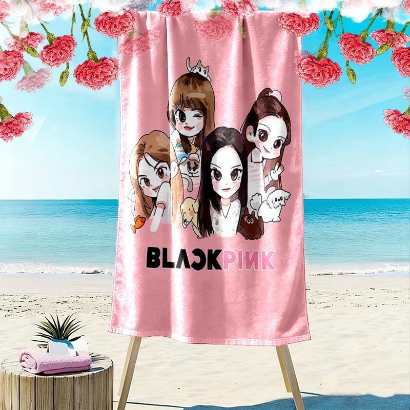 Blackpink Print Beach Towel, Large Soft Quick Dry Towel for Beach Camping Swimming