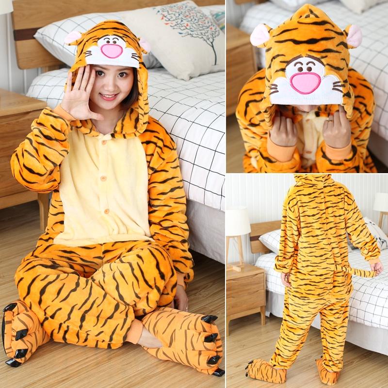 Animal Cat Tiger Kigurumi Unicorn Onesie Adult Teenagers Women Men Pajamas Funny Flannel Warm Soft Sleepwear Overall Onepiece Jumpsuit Cosplay Costume