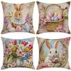 New Easter Pillowcase Cute Rabbit Easter Egg Flowers Pillowcase Sofa Pillowcase