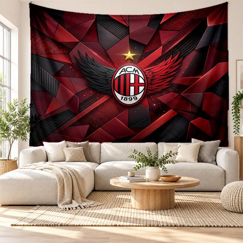 AC Milan Wall Tapestry, Soft Fabric Wall Hanging, Decorative Backdrop For Bedroom Home Wall Art