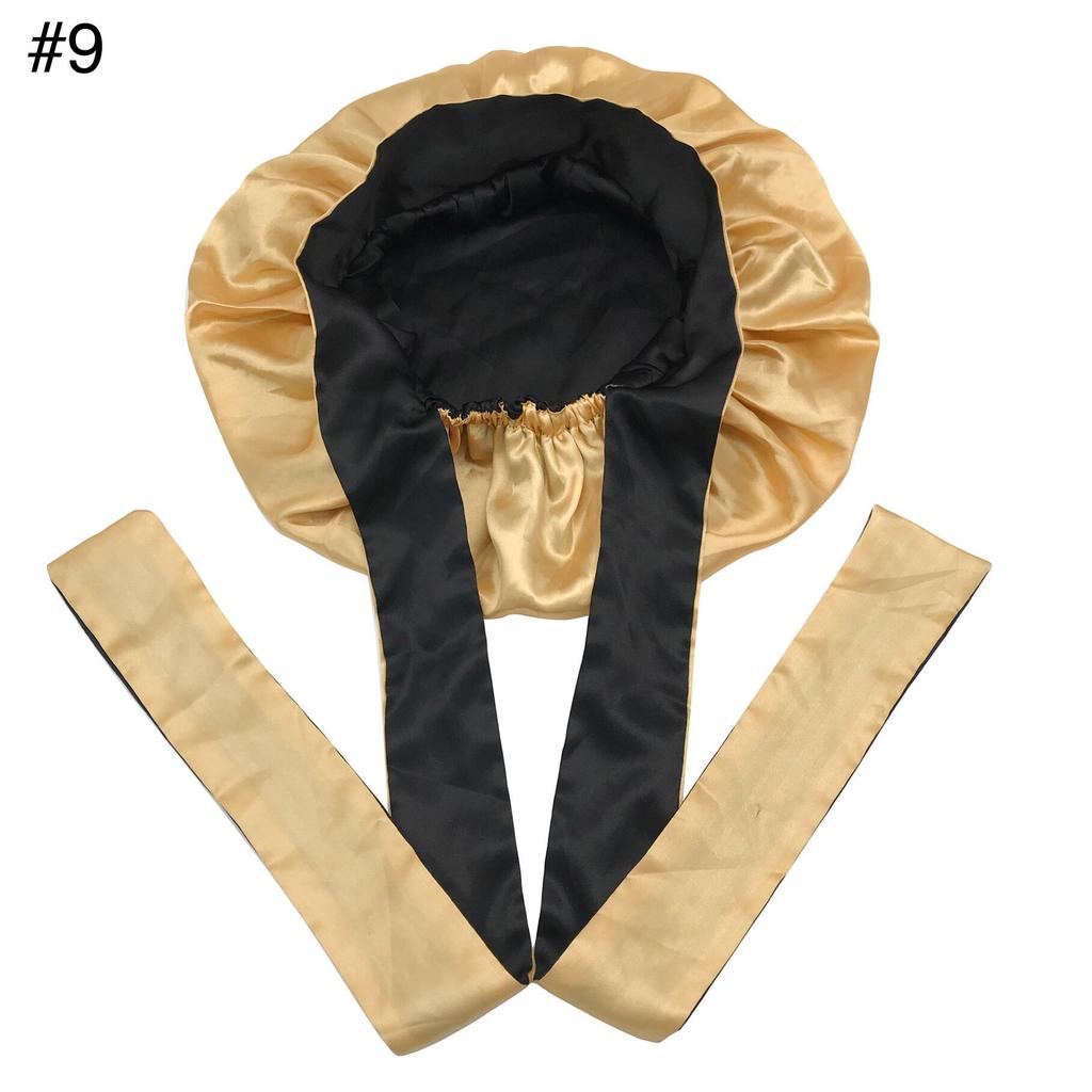 Long Tie Satin Hat Woman Fashion Sleeping Hair Bonnet Double Layer Braids Bonnets