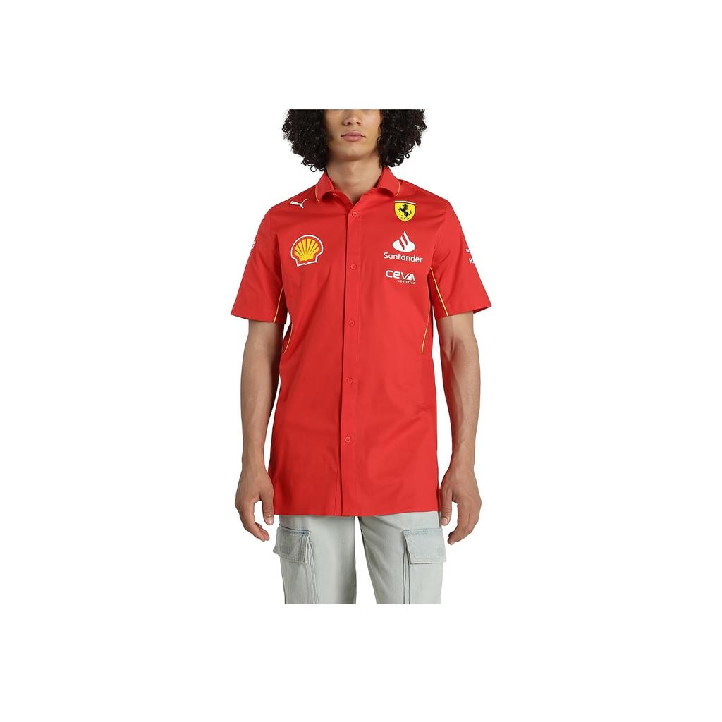 Puma Ferrari Удобная Модная Универсальная Футболка с Коротким Рукавом Мужские рубашки Красный 763601-01