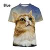 New Fashion 3D Cat Print T-Shirt Men Women Summer Casual Short Sleeve Animal Print Round Neck Shirt Top