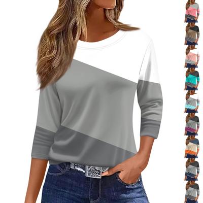 Traf 2024 Mujer женская мода повседневная круглая горловина рукав 3/4 свободная принтованная футболка женская верхняя одежда для женщин рубашка для женщин