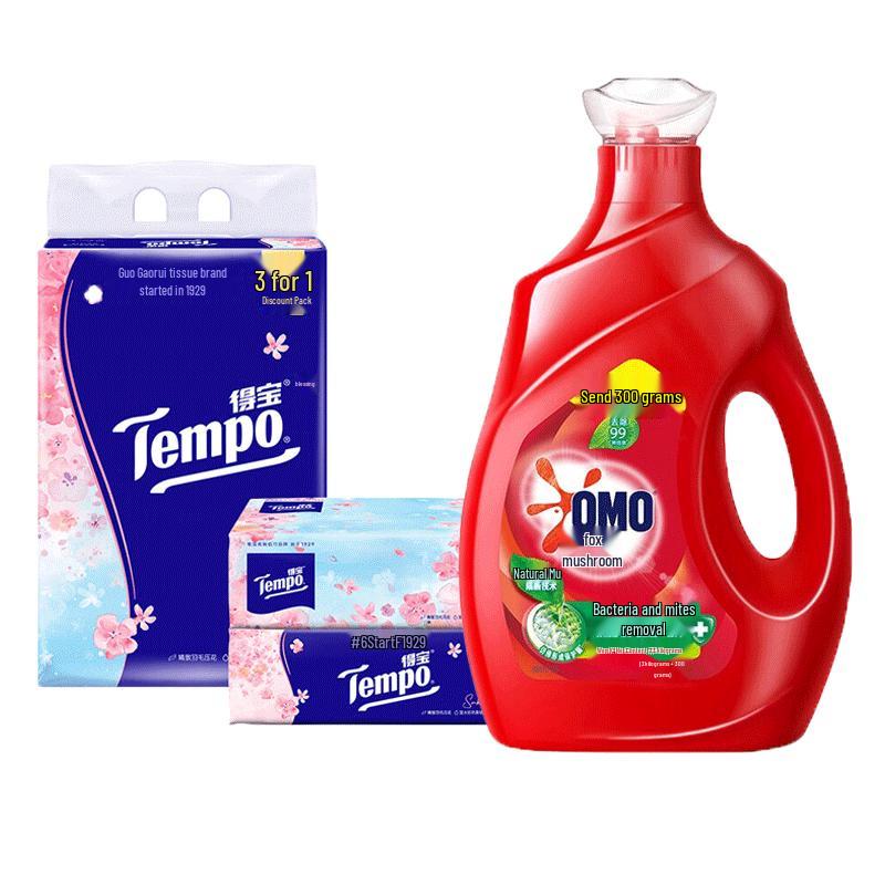 Бумажные платочки Tempo Жасмин (4-Pack) И 2,3 кг Набор стирального порошка
