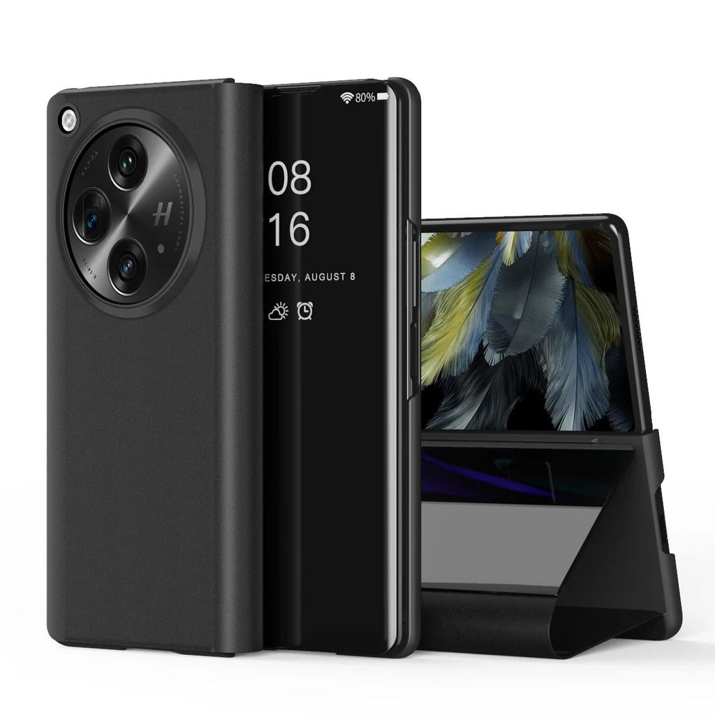Для чехла-зеркала телефона Face Oneplus Open Чехол-книжка с окошком Покрытие Подставка Книжка Кошелек Защита Oppo Find N3 Ударопрочный чехол