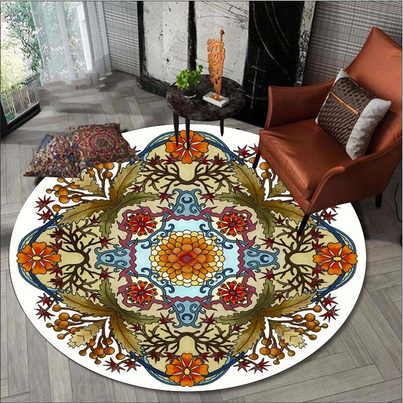 Ретро Мандала круглый ковер для гостиной скандинавский напольный коврик для детской комнаты противоскользящий коврик для компьютерного кресла коврик для спальни домашний декор