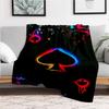 "Neon Spade Playing Card Art Print"Blanket Flannel Throw Blanket for Sofa, Bed, Travel, Camping, Office